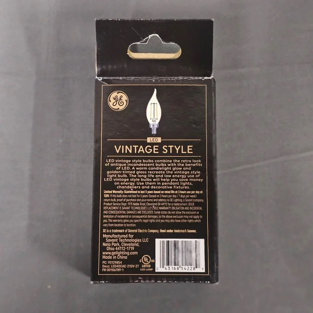 Vintage Style‎ LED 40W Amber Glass Warm Candle Light Bulbs Candelabra Base New